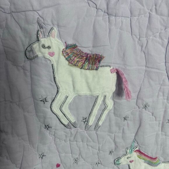 Pottery Barn Kids Rainbow Unicorn Quilt Lavender Purple Size Twin - Picture 8 of 13